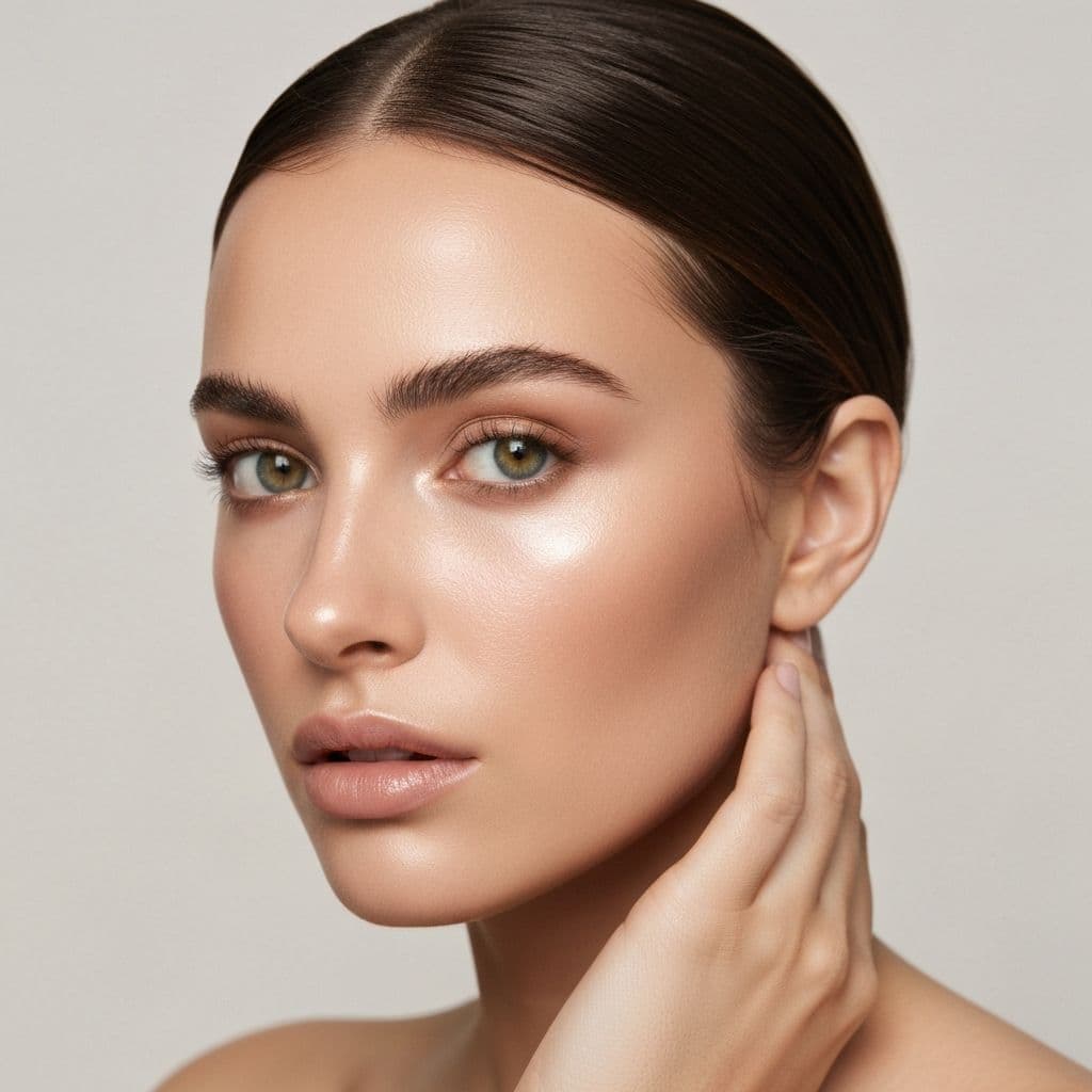 Natural dewy makeup look